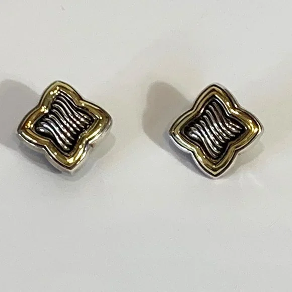 DAVID YURMAN Quatrefoil Earrings in Sterling Silver and 18K Yellow - Picture 4 of 16